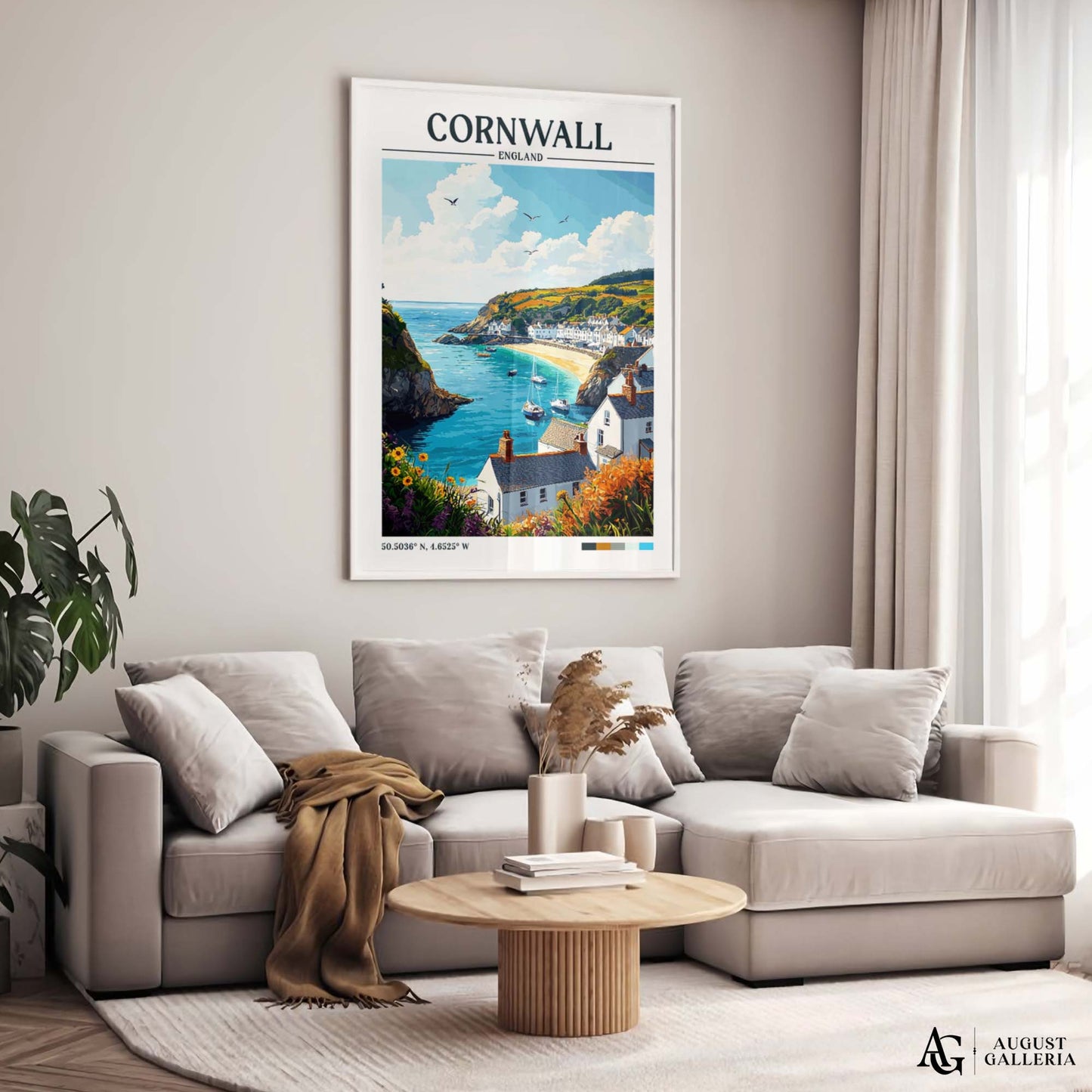 Cornwall England Retro Travel Print