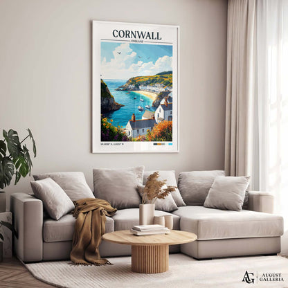 Cornwall England Retro Travel Print