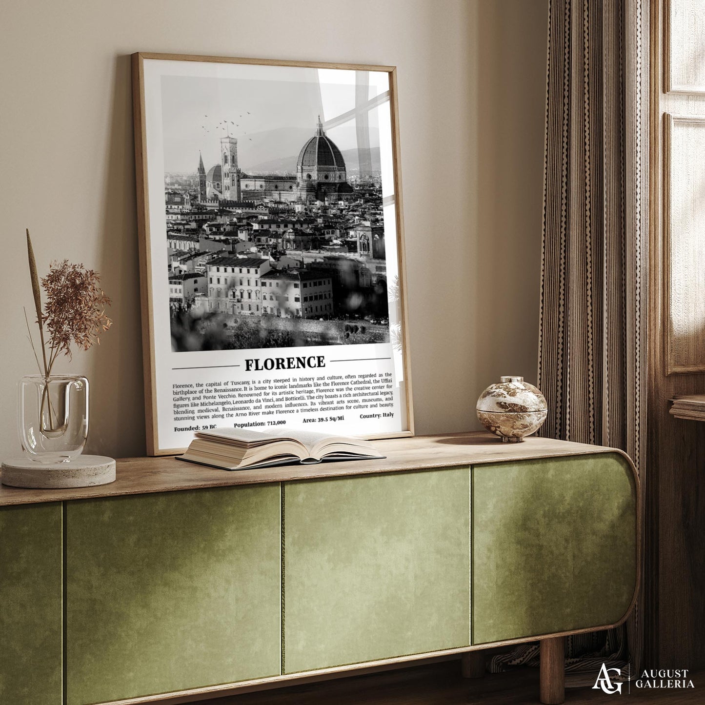 Florence Black & White City Print