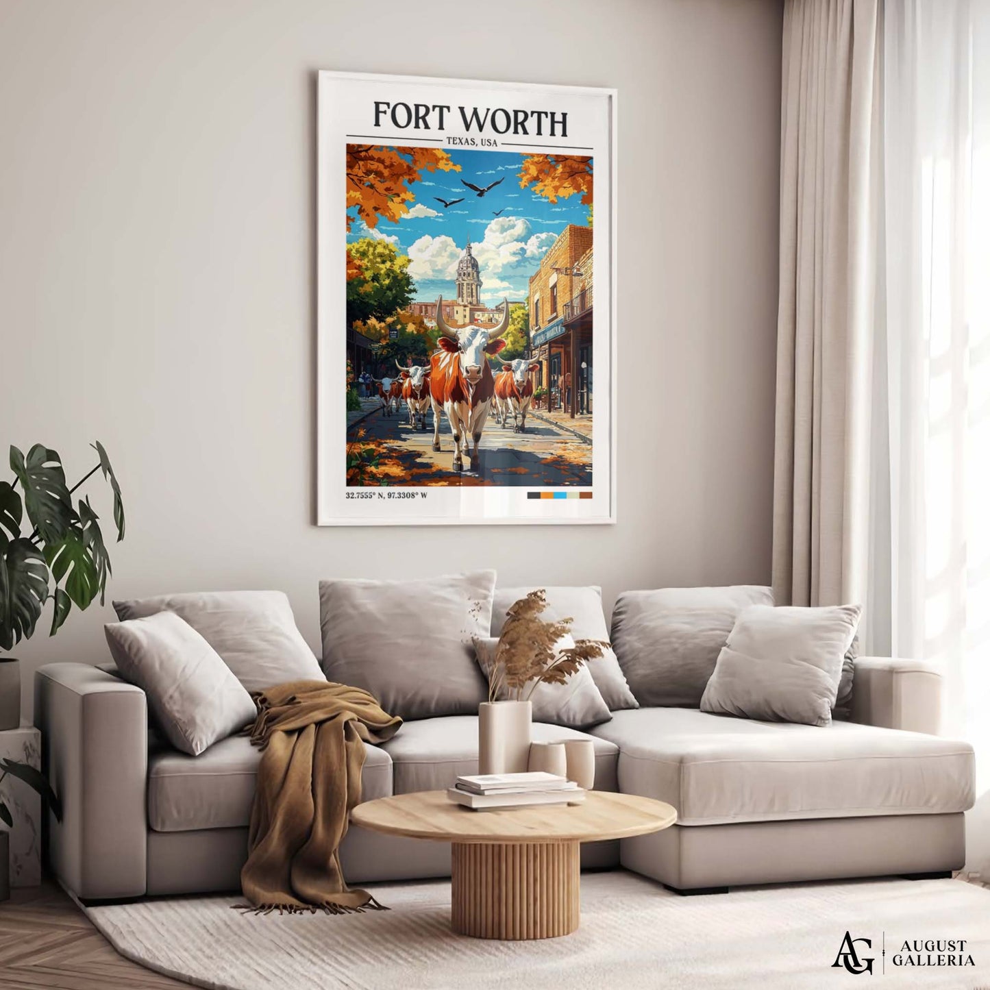 Fort Worth Texas Retro Travel Print