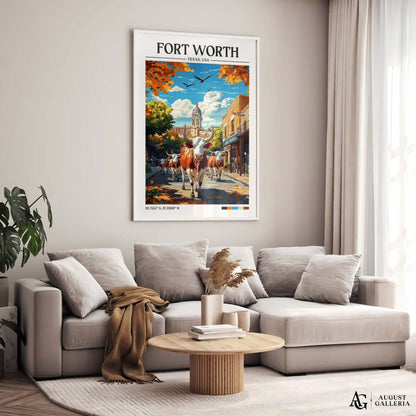 Fort Worth Texas Retro Travel Print