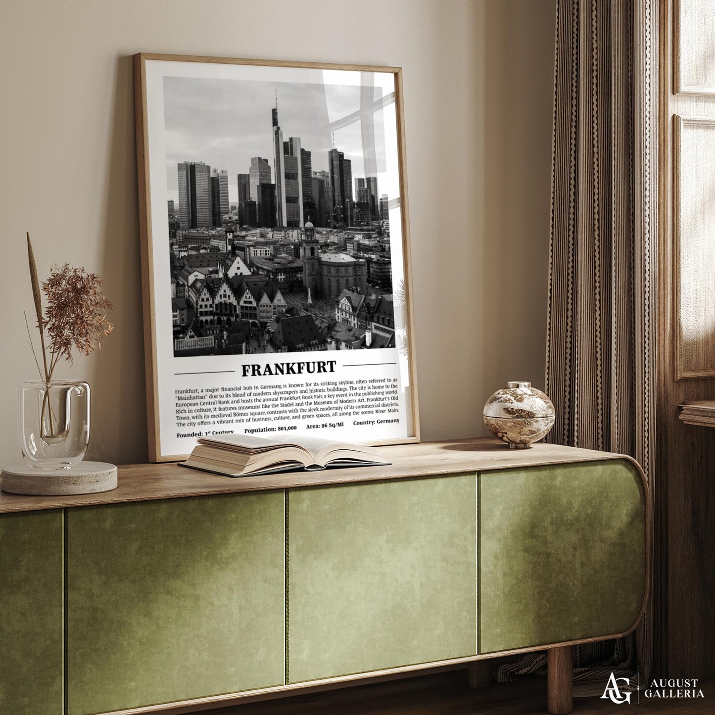 Frankfurt Black & White City Print