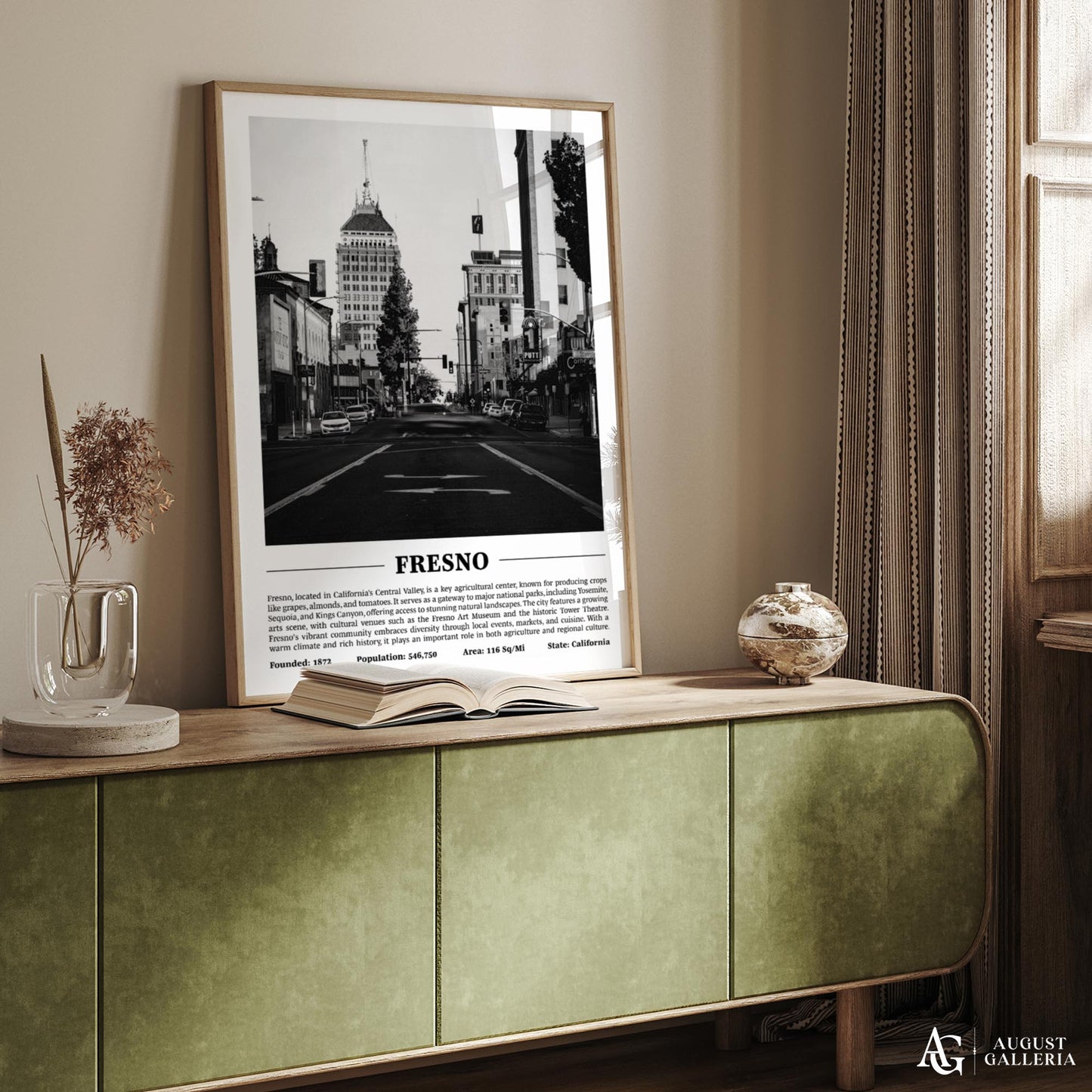 Fresno Black & White City Print