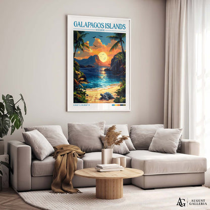 Galápagos Islands Retro Travel Print