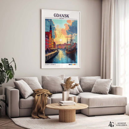Gdańsk Poland Retro Travel Print
