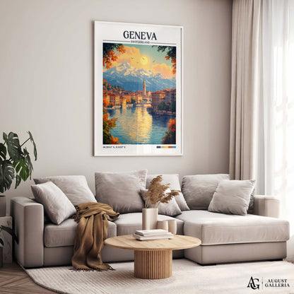Geneva Switzerland Retro Travel Print