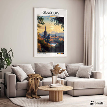 Glasgow Scotland Retro Travel Print