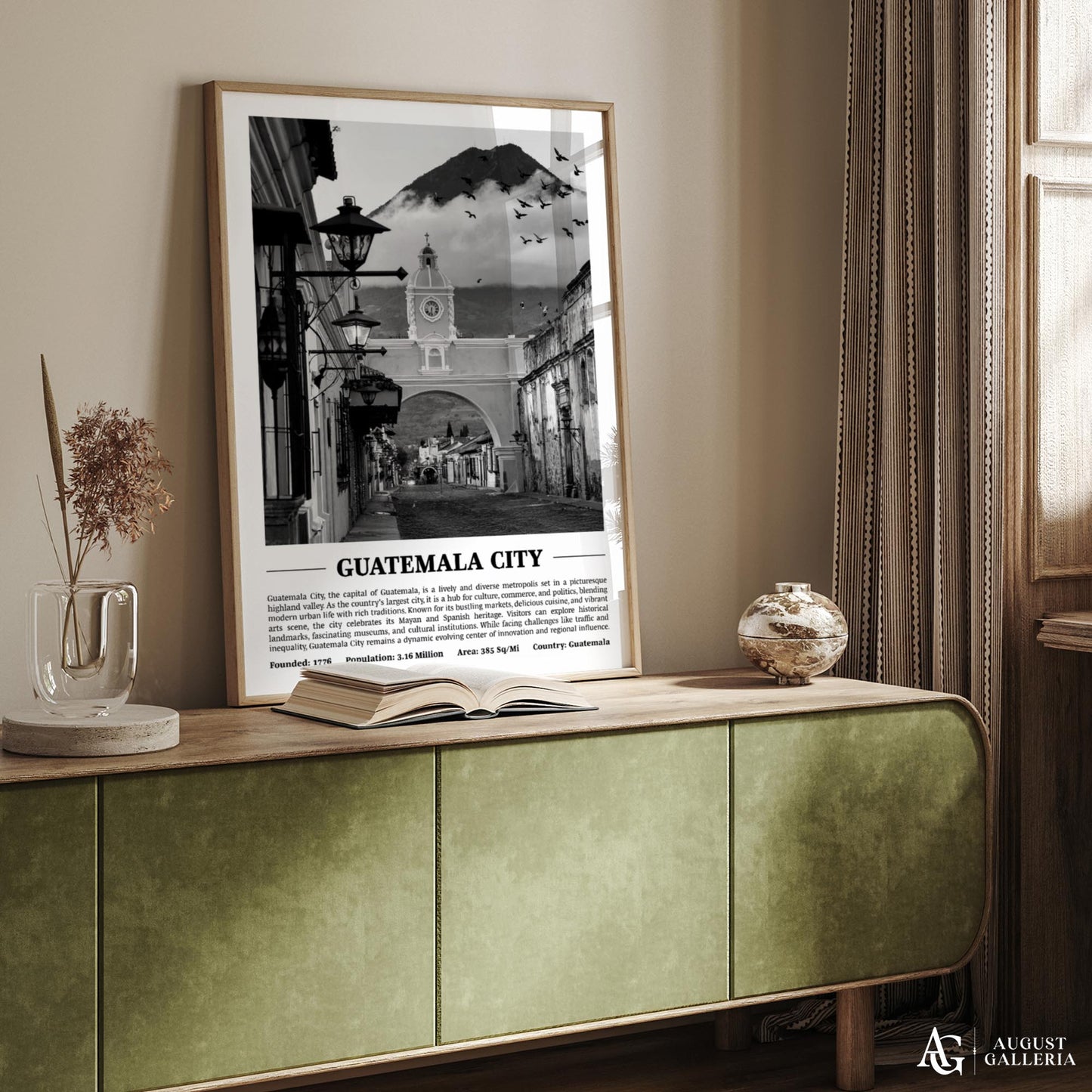 Guatemala City Black & White City Print