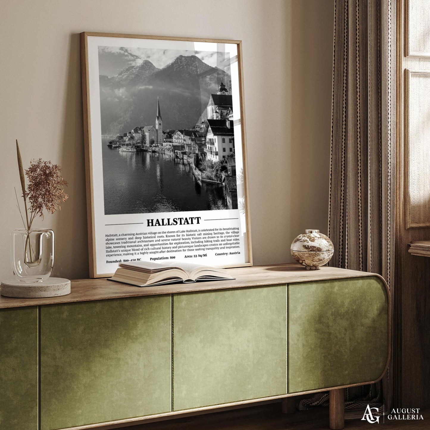 Hallstatt Black & White City Print