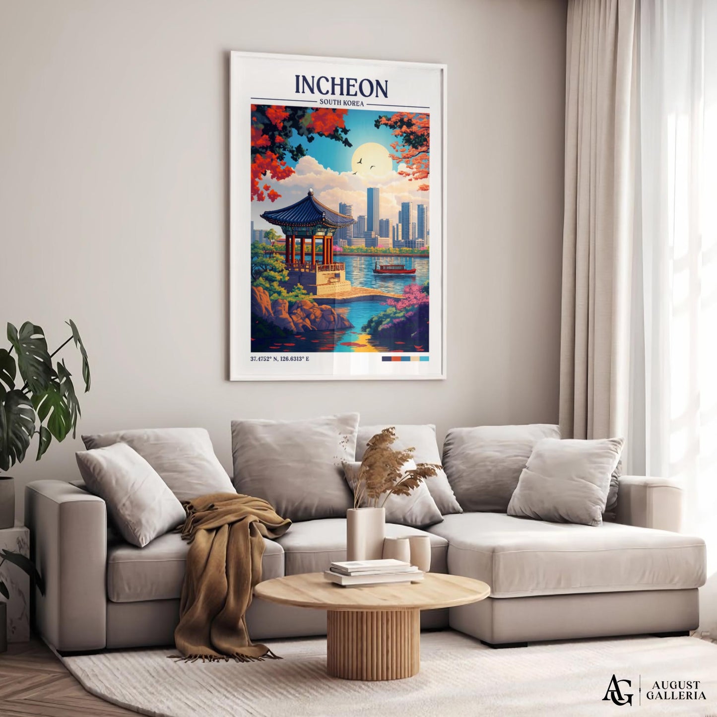 Incheon South Korea Retro Travel Print