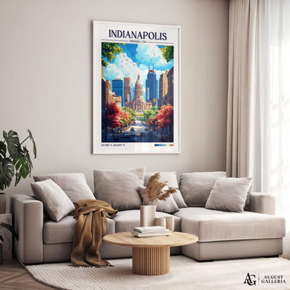 Indianapolis Indiana Retro Travel Print