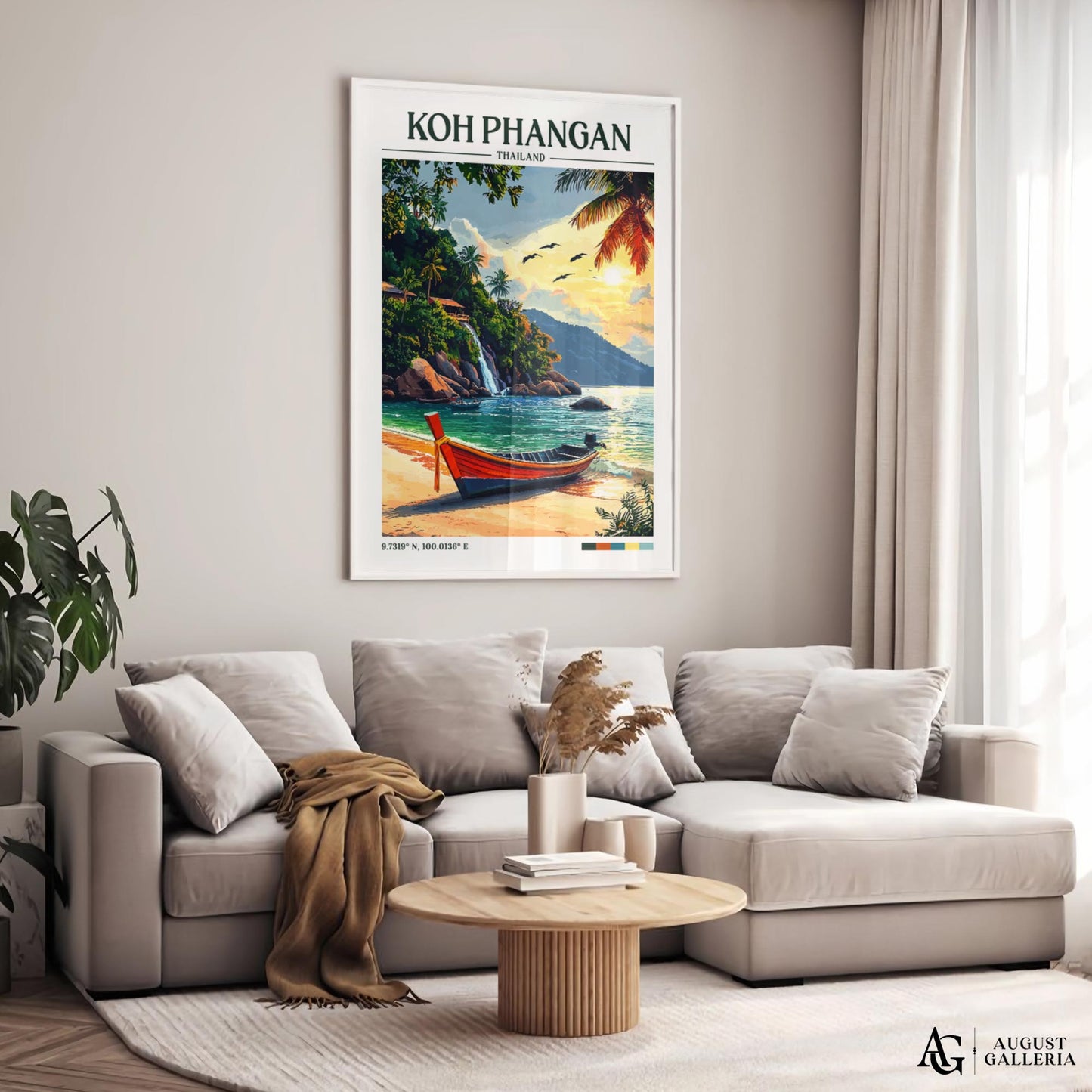 Koh Phangan Thailand Retro Travel Print