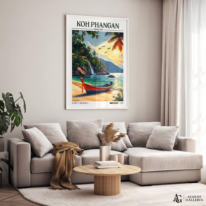 Koh Phangan Thailand Retro Travel Print