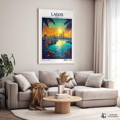Lagos Nigeria Retro Travel Print