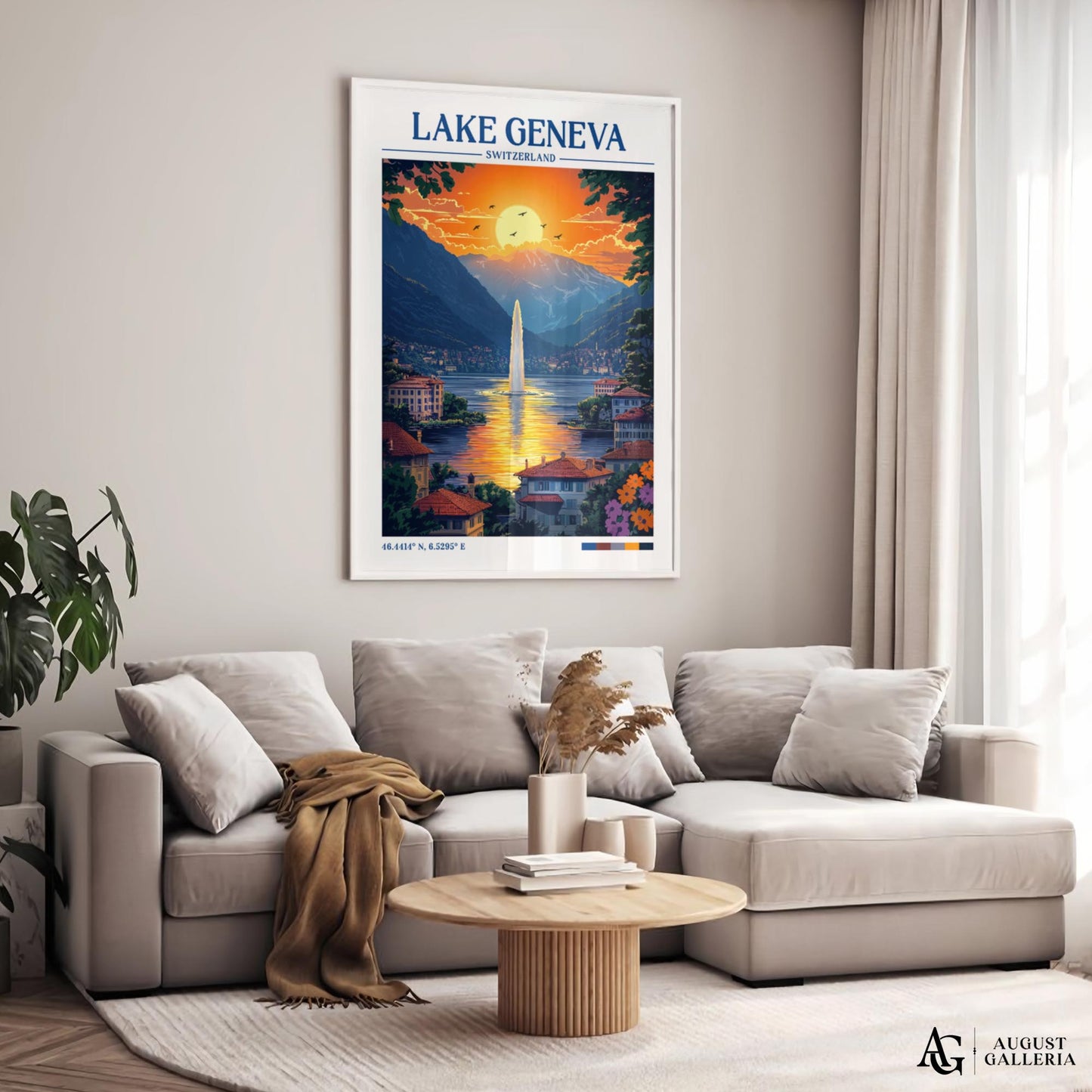 Lake Geneva Retro Travel Print