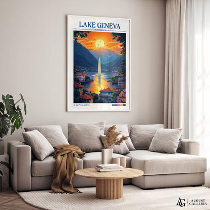 Lake Geneva Retro Travel Print