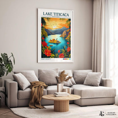 Lake Titicaca Retro Travel Print