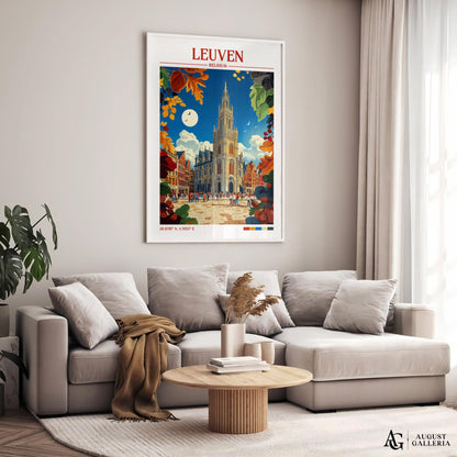 Leuven Belgium Retro Travel Print