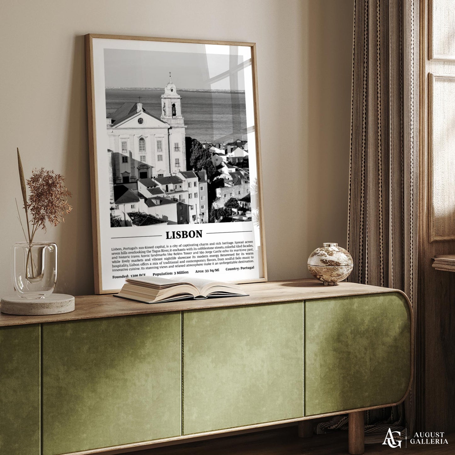 Lisbon Black & White City Print