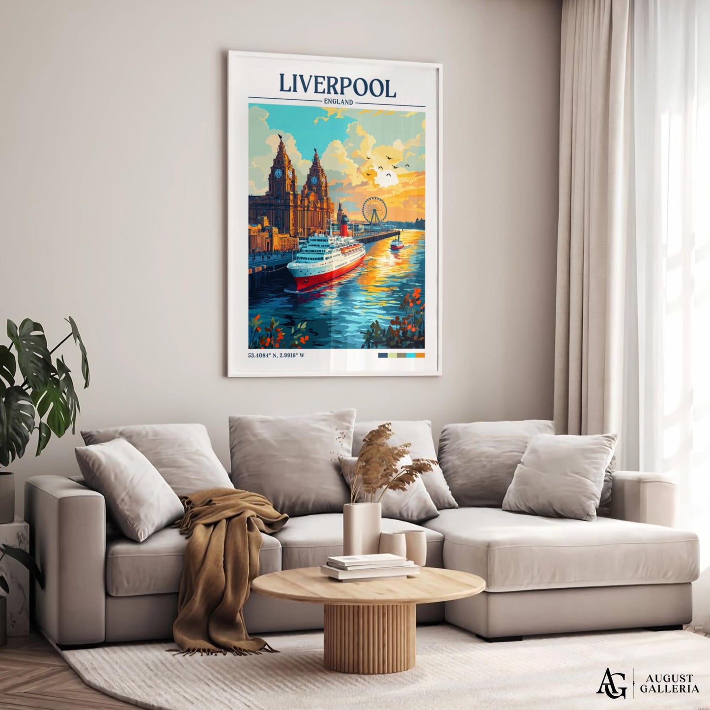 Liverpool England Retro Travel Print