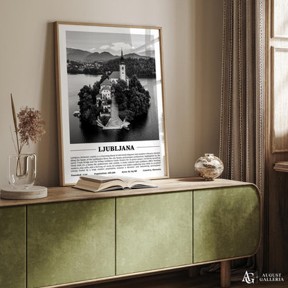 Ljubljana Black & White City Print