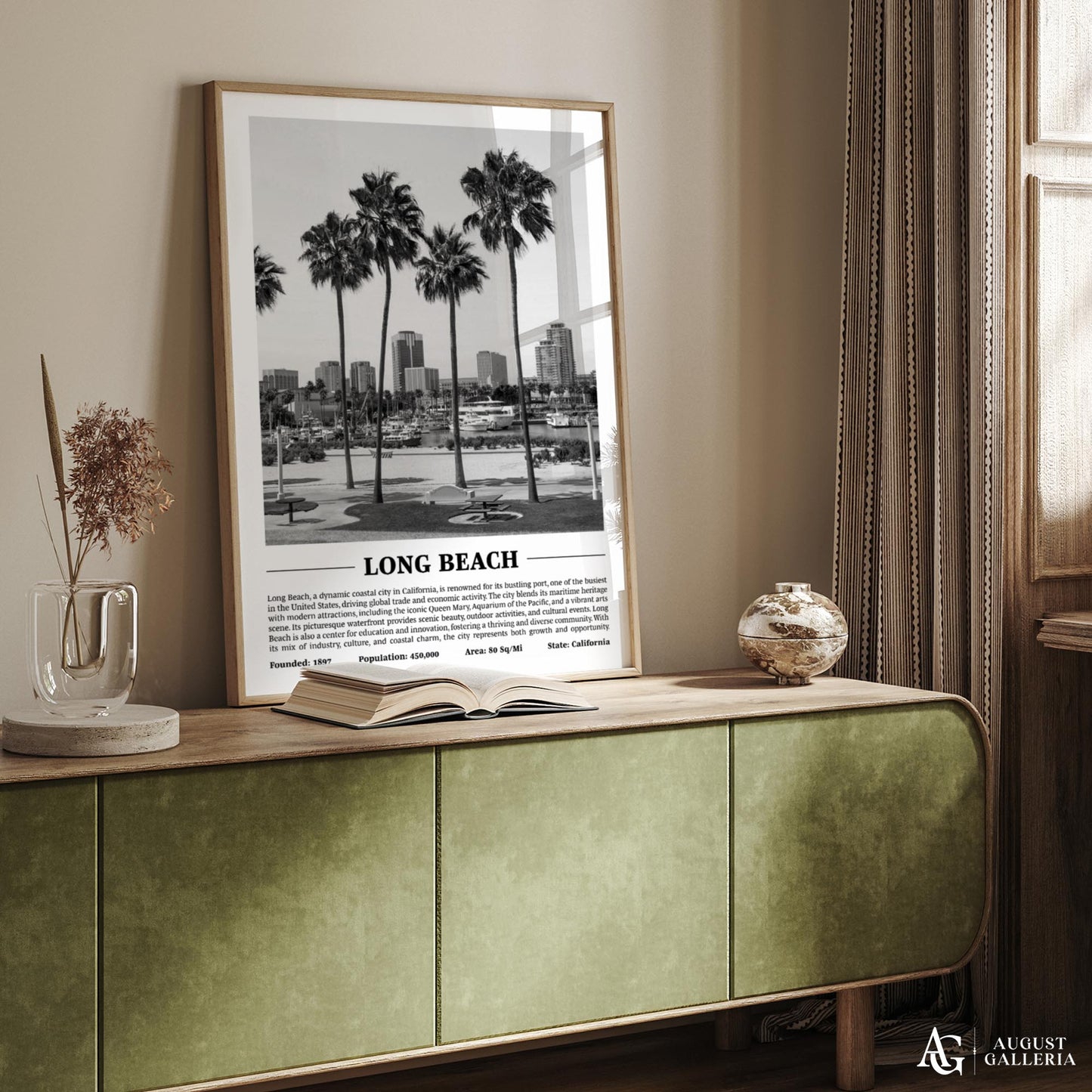 Long Beach Black & White City Print