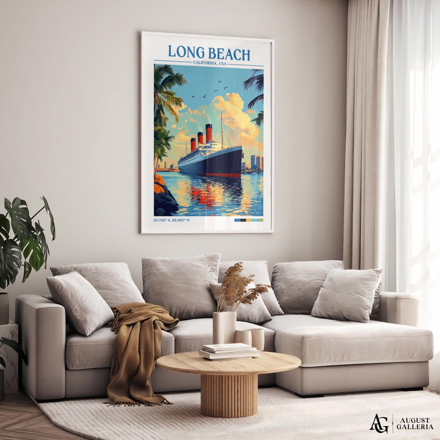 Long Beach California Retro Travel Print