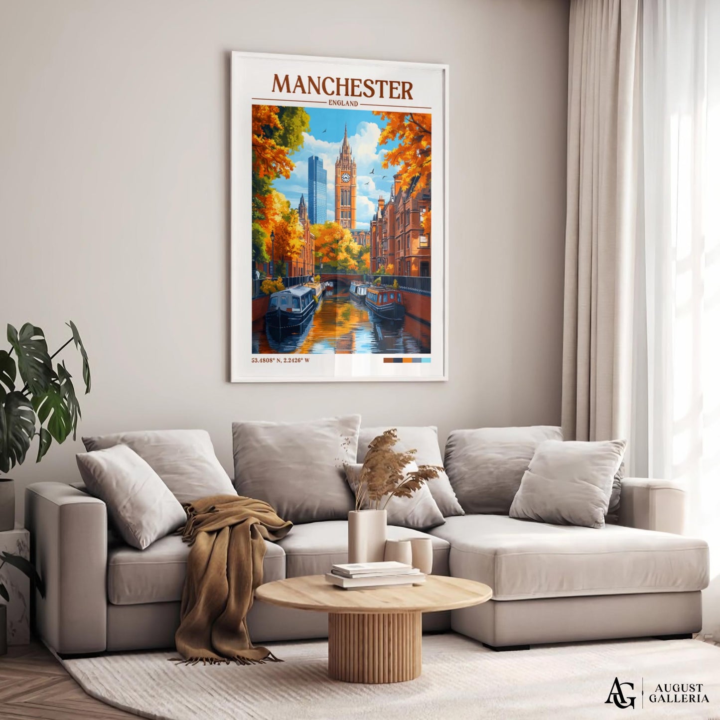 Manchester England Retro Travel Print