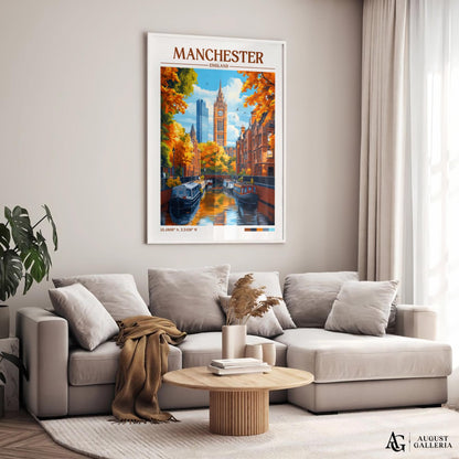Manchester England Retro Travel Print