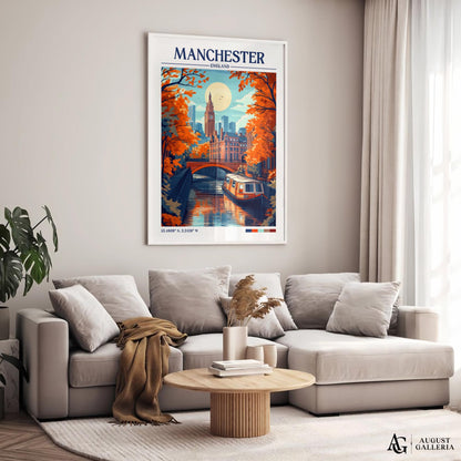 Manchester England Retro Travel Print