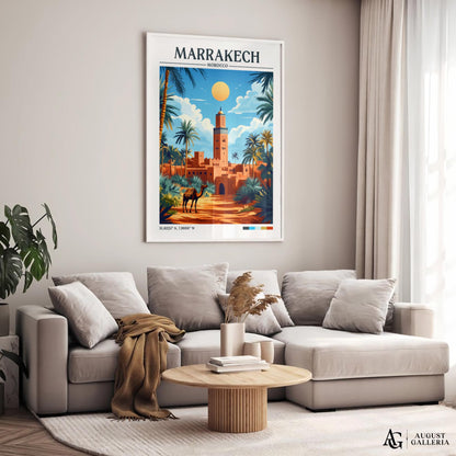 Marrakech Morocco Retro Travel Print