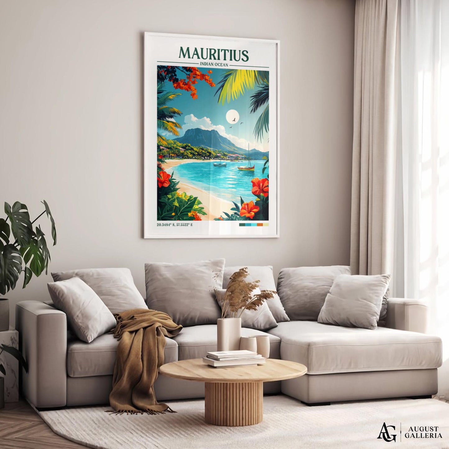 Mauritius Retro Travel Print