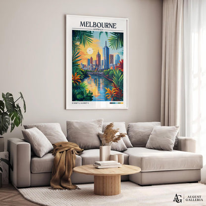 Melbourne Australia Retro Travel Print