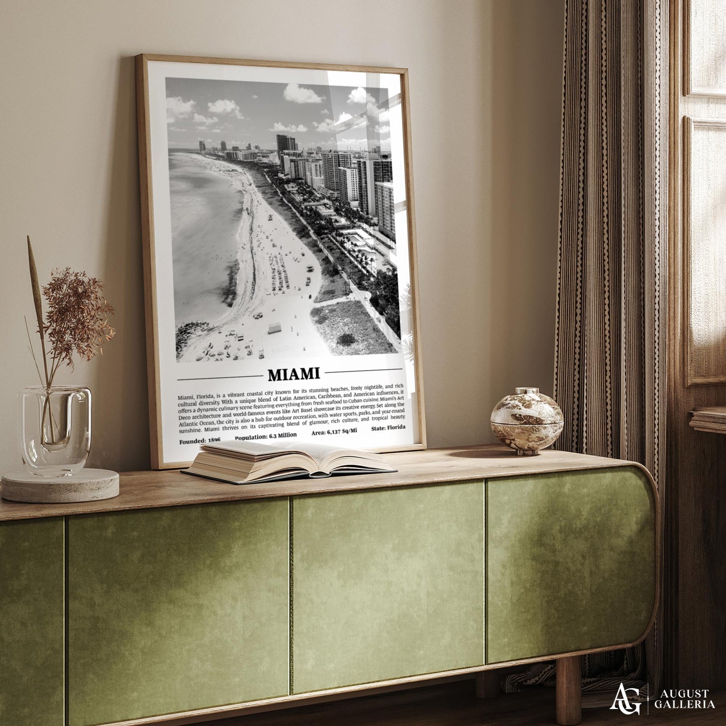 Miami Black & White City Print