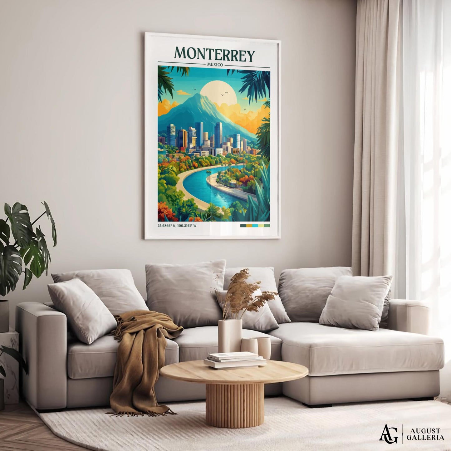 Monterrey Mexico Retro Travel Print