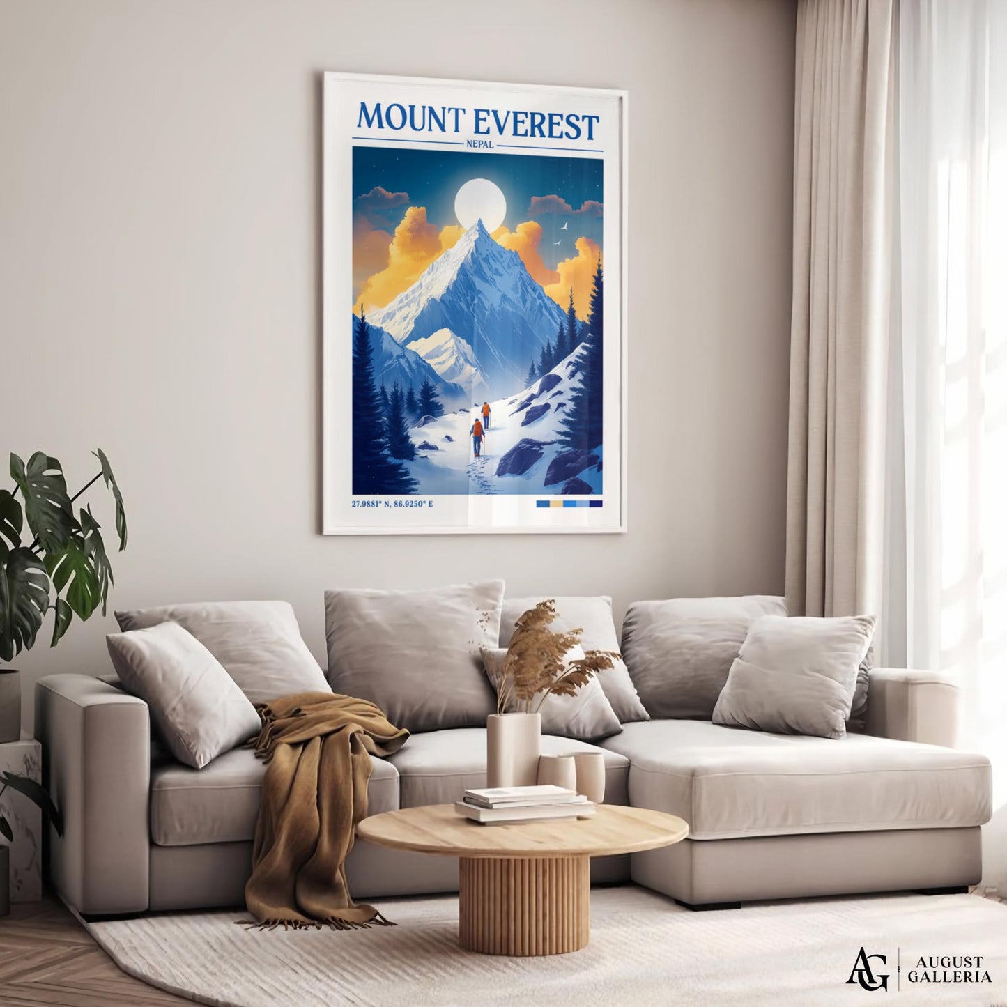 Mount Everest Retro Travel Print
