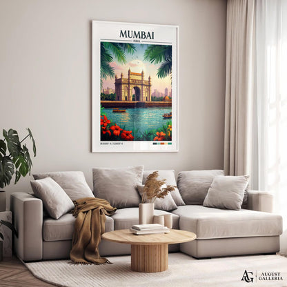 Mumbai India Retro Travel Print