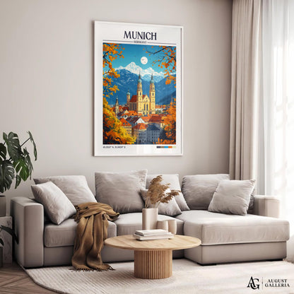 Munich Germany Retro Travel Print