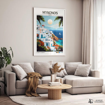 Mykonos Greece Retro Travel Print