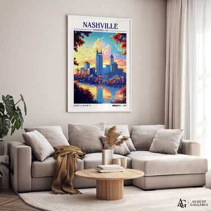 Nashville Tennessee Retro Travel Print