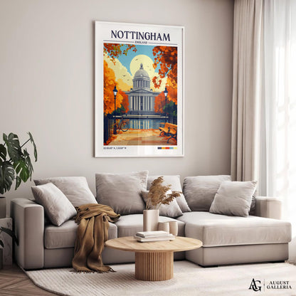 Nottingham England Retro Travel Print