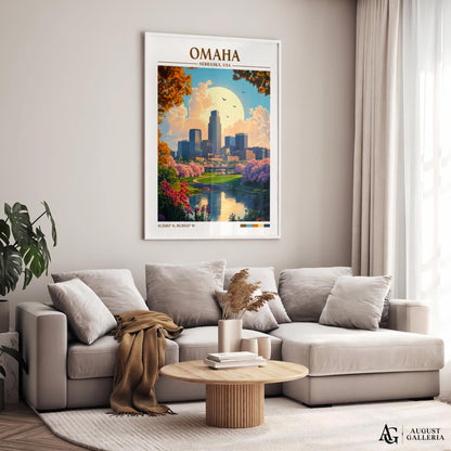 Omaha Nebraska Retro Travel Print