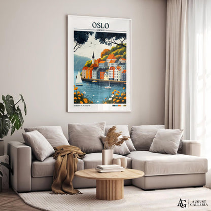 Oslo Norway Retro Travel Print