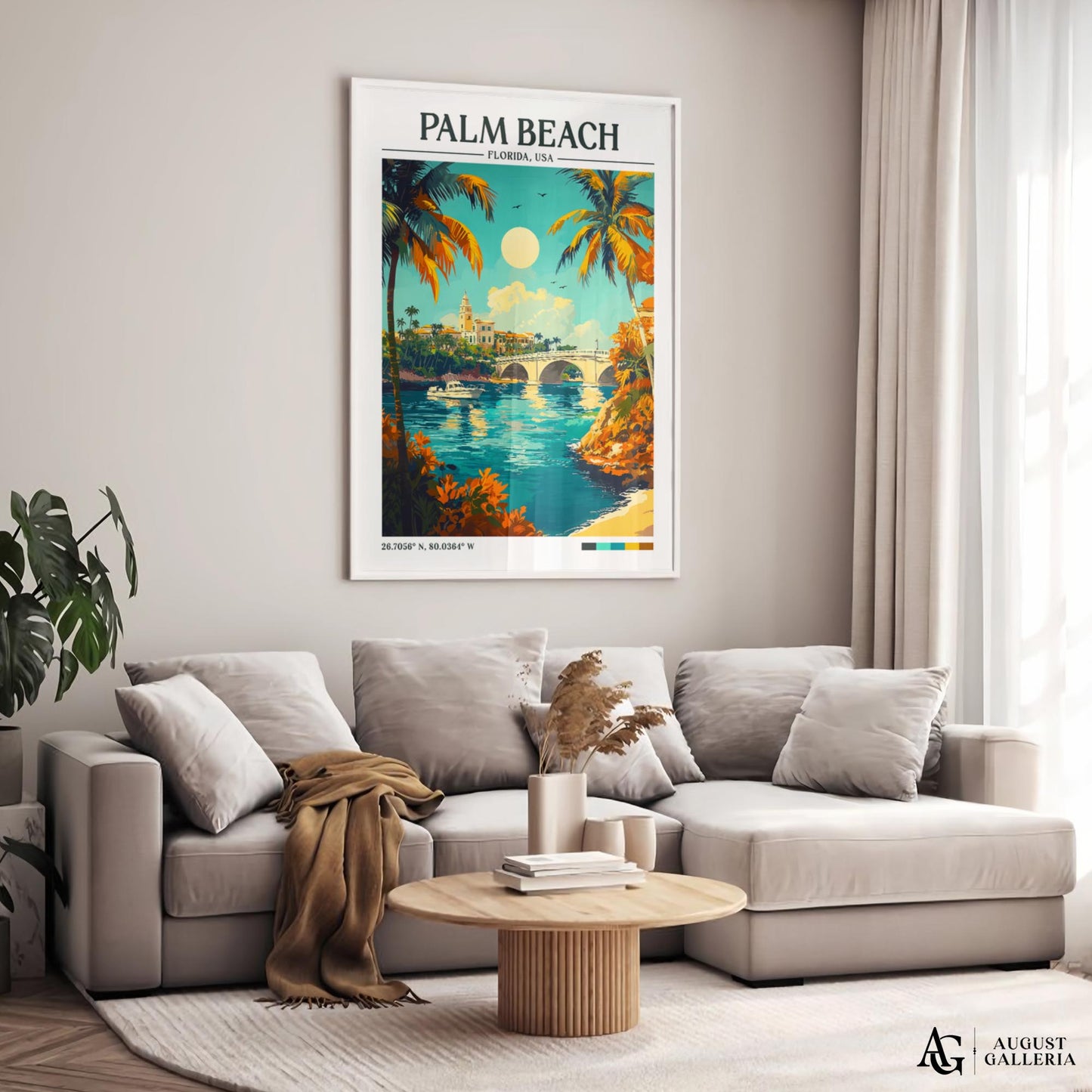 Palm Beach Florida Retro Travel Print