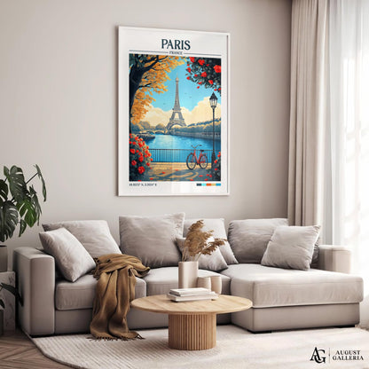 Paris France Retro Travel Print