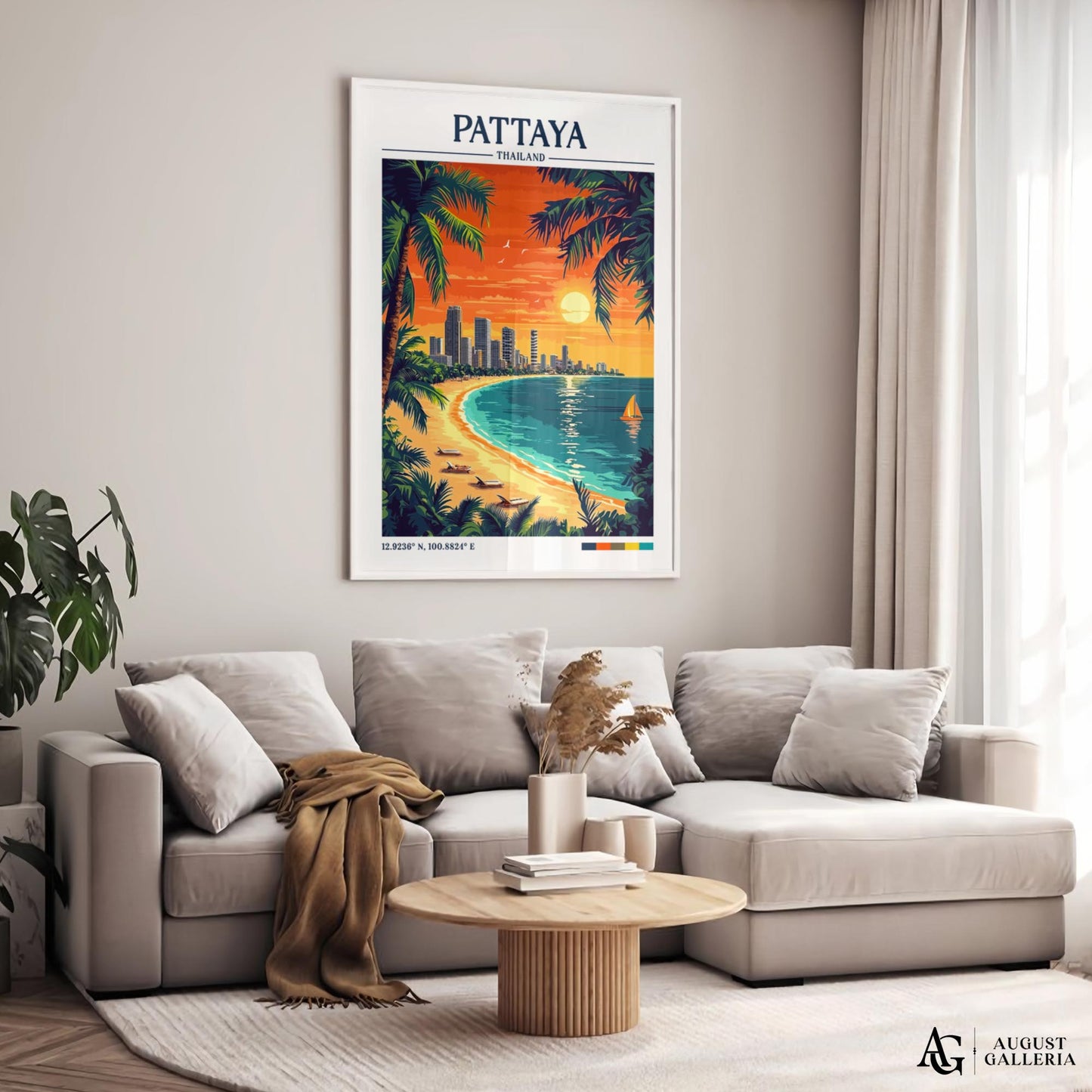 Pattaya Thailand Retro Travel Print