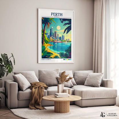 Perth Australia Retro Travel Print