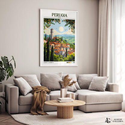 Perugia Italy Retro Travel Print
