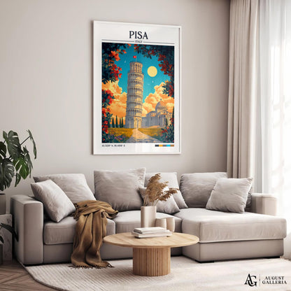 Pisa Italy Retro Travel Print