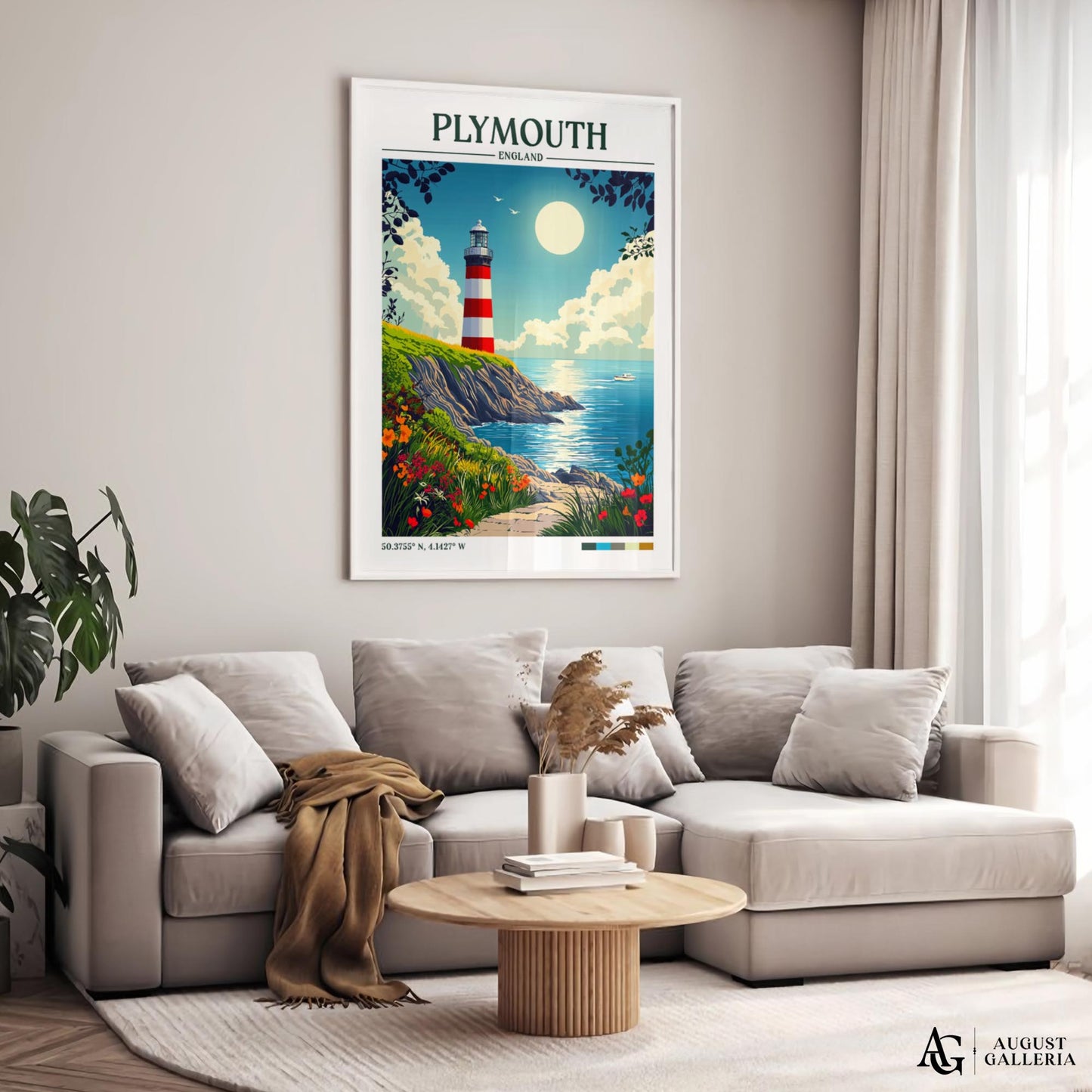 Plymouth England Retro Travel Print